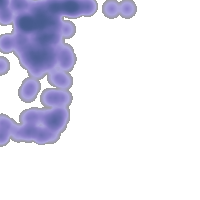 Heatmap montrant les zones de la page d'accueil où le titre est le plus souvent apparu